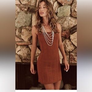 Free people stellar sweater brown terracotta mini dress medium nwot